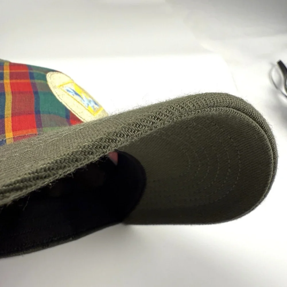 Boy Scouts Of America Webelo Fitted Hat Green S/M Embroidered Plaid 6 Panel‎